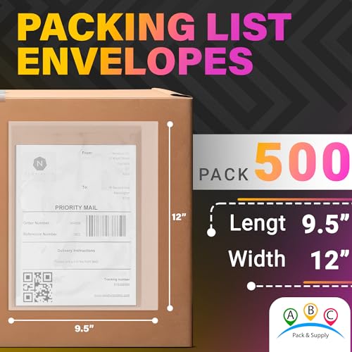 ABC PACK & SUPPLY Packing List Envelopes, Clear 9.5 x 12 Inch, Self Seal Document Pouches for Shipping Inserts Polyethylene 2 Mil, Pack of 500 - color: White, size: 9.5" x 12" / 500 Pack