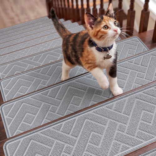 Non Slip Stair Treads for Wooden Steps, 15 Pack 8"x30", Light Grey - color: Light Grey, size: 8" x 30"