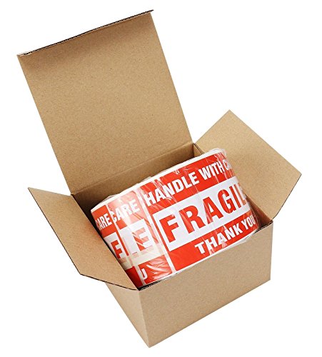 SJPACK 6 Rolls 3'' x 5'' Fragile - Handle with Care - Thank You Shipping Labels Stickers (500 Labels/Roll) - size: 6 Rolls