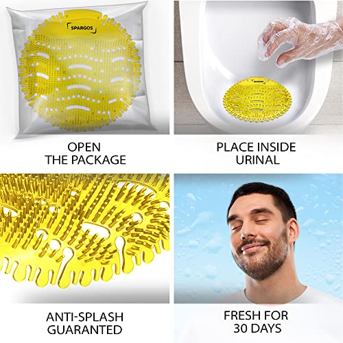 Spargos Urinal Screen Deodorizer, 12 Pack Lemon Mats - color: Yellow