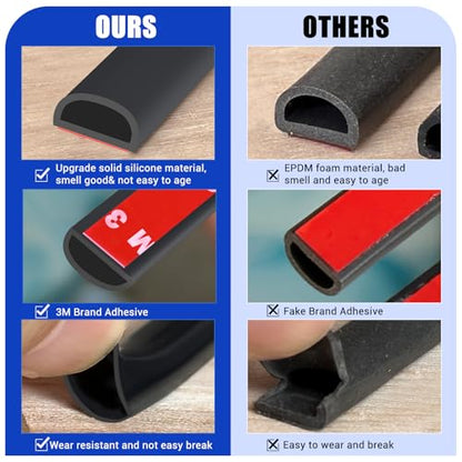 Weather Stripping Door Seal, 20Ft, Black (3/8" W × 1/4" T) - color: Black, size: S (3/8" W × 1/4" T)