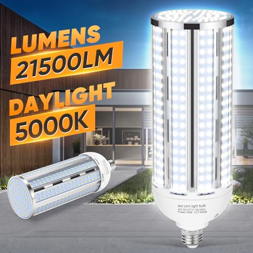 XYCN 2 Pack 150W Corn LED Light Bulb Fanless,5000K Daylight(1500 Watt Equivalent) E26/E39 Large Mogul Base LED Cob Lamp 21,500LM for Outdoor Indoor Garage Warehouse Factory Workshop Street Backyard - size: 150W 2pack corn bulb