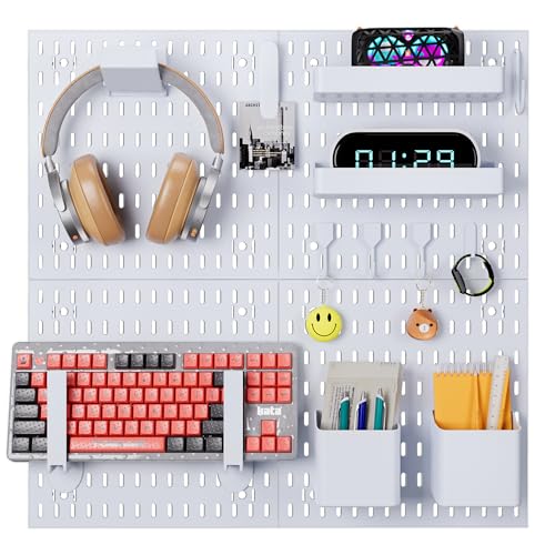 Peg Board, 4 Pack PP Plastic Pegboard Panels, White Pegboards Wall Organizer, Heavy Duty Peg Board for Walls Home, Garage Tool Storage, Office Organization, Craft Room, Kitchen - color: Deep white