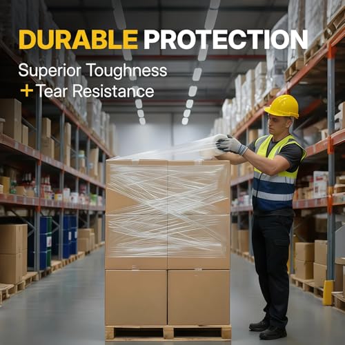 NorthSky Plastic Wrap Stretch Film - Industrial Strength up to 700% Stretch 20 Microns Clear Durable Adhering Packing Moving Heavy Duty Shrink Film Box of 4 (70 Gauge, 18'' x 1500’) - size: 18'' x 1500', style: 70 Gauge