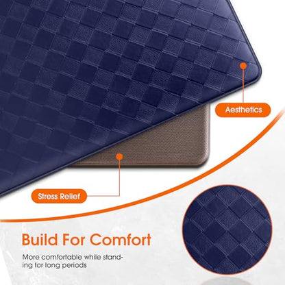 TranquilRelax 2-Piece Kitchen Mats, Cushioned Non-Slip Floor Mats, Blue - color: Blue, size: 2-Piece | 30"+47" | Standard