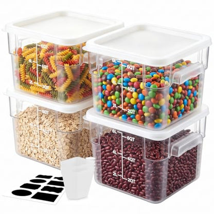4 Pack 6QT Commercial Clear Food Storage Containers with Lid, NSF - color: White, size: 6Qt-4 Pack
