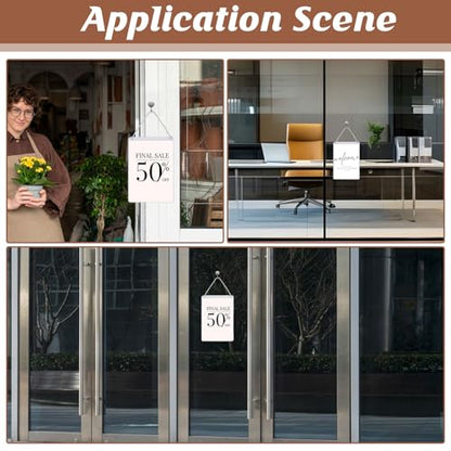 4 Pcs Business Retail Hanging Sign Holder 12.8x8.7 Inch Retail Display Sign Holder Advertising Sign Holders Clear Poster Frame for Store Supermarket Restaurant Office Exhibition Mall, White