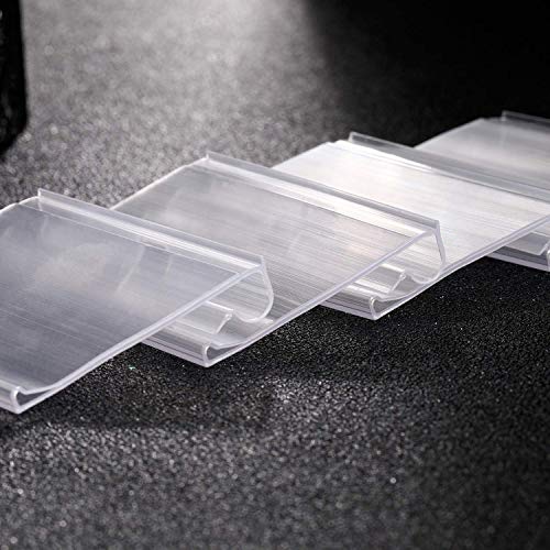 Pack of 60 Clear Plastic Label Holder, Double Hook Wire Shelf Retail Price Tag Label Holder Merchandise Sign Display Holder (4 * 8cm/1.57 * 3.15in)