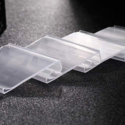 Pack of 60 Clear Plastic Label Holder, Double Hook Wire Shelf Retail Price Tag Label Holder Merchandise Sign Display Holder (4 * 8cm/1.57 * 3.15in)
