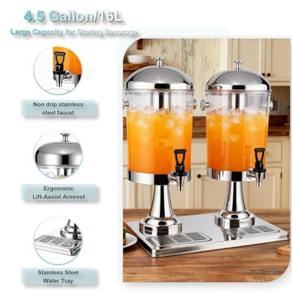 4.5 Gallon Drink Dispenser with Stand and Ice Core, Spigot, and Ice Shovel - size: 4.5 Gallon / 16 L