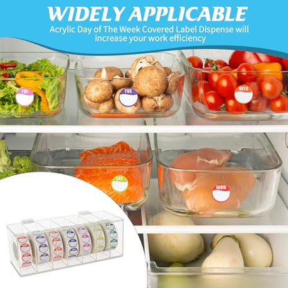 Acrylic Day of The Week Covered Label Dispenser 7-Slot Wall Mount Sticker Roll for 1",3/4" Stickers 1 Inch (No Label)