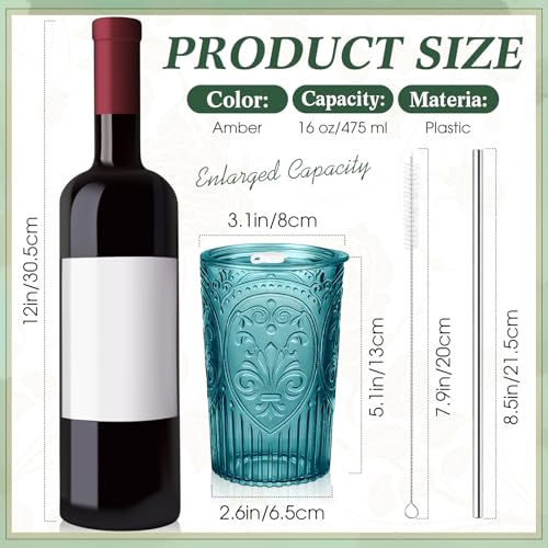 Wiwiqing 12 Set 16oz Vintage Tumbler with Lid and Straw Bulk, Multicolored - color: Multicolor