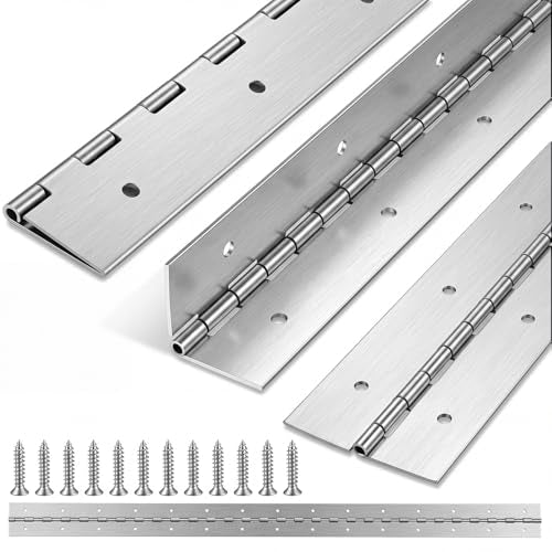 Wesiti 4 Pack 30 Inch Heavy Duty Piano Hinge 30" x 2" Stainless Steel 304 Silver Continuous Hinge for Large Cabinet, Industrial Storage Equipment Door, Commercial, DIY Wood Boxes, Woodworking - color: Silver, size: 30 Inch