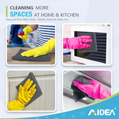 AIDEA Grey Microfiber Cleaning Cloth-50PK, Cleaning Rags 12"x 12" Absorbent - color: Grey, size: 12in.x12in.