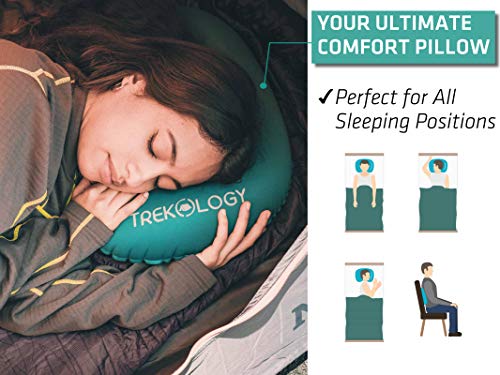 TREKOLOGY Aluft 2.0 Small Inflatable Camping Pillow for Backpacking, Travel - color: Green