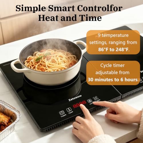 4-in-1 Electric Warming Tray with Independent Zone Control, 47.2"x15.7" Extra Large 4MM Tempered Glass Food Warmer, 9 Temp Settings 86-248°F & Timer, Modular Hot Plate for Buffet, Catering & Parties - size: 47.2"x15.7"