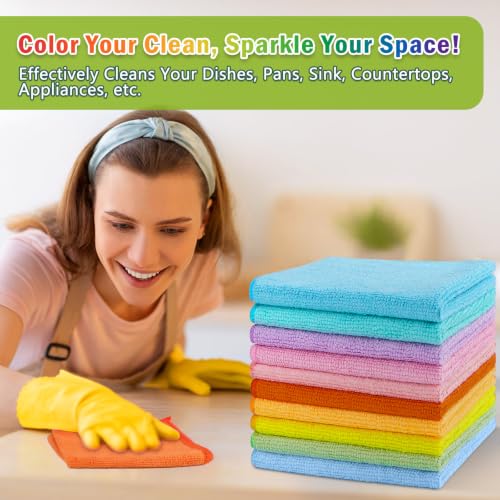AIDEA Microfiber Cleaning Cloth, 50PK, Cleaning Rags, 11.5"×11.5" - color: Multi-colored