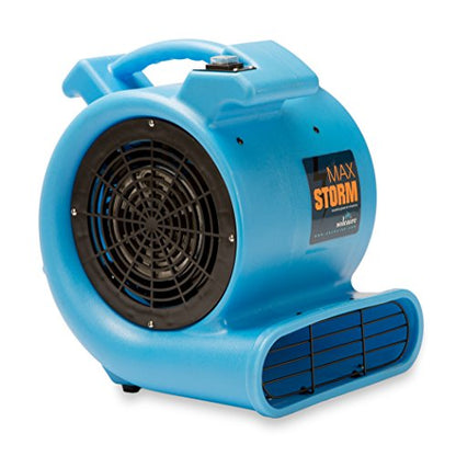Max Storm 1/2 HP Durable Lightweight Air Mover Carpet Dryer Blower Floor Fan for Pro Janitorial Cleaner, Blue, 1 Pack