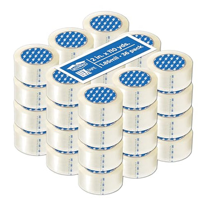 The Boxery 2" x 110 Yards Clear Packing Tape – 36 Roll Carton – Warehouse Grade Adhesive for Shipping, Moving & Packaging – Standard Strength 1.85 Mil Box Sealing Tape - color: Clear, size: 2"x110 yds -1.85 mil.