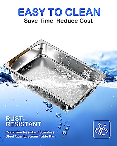 WantJoin Stainless Steel Steam Table Hotel Pan Set 1/2 Size 6 Inches 6pcs - color: 6" Deep, size: 1/2 Size