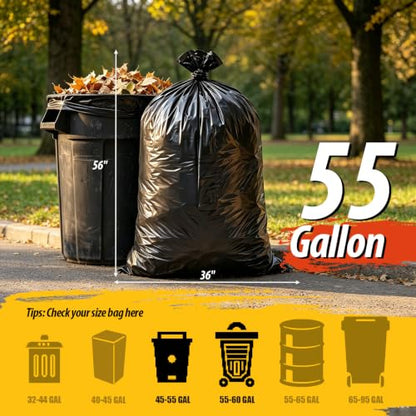 55 Gallon Trash Bags, 10 Count, 36" x 56" Large Garbage Bags - size: 10 Count (Pack of 1)