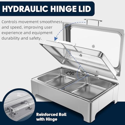 2 x 4.5QT Electric Chafing Dish, Half Size Buffet Warmer Set - size: 606-Dual Pan