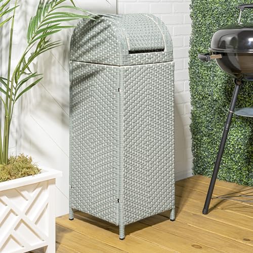 happimess Darla 24 Gal Outdoor Trash Can Swing Top, Mint Blue/White - color: Mint Blue/White, size: 24 Gallons