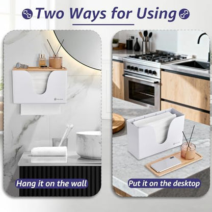 Pollock Paper Towel Dispenser with Lid,Wall Mount or Countertop,White - color: Blk-5857u-white
