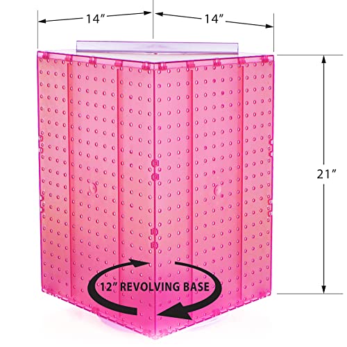 Azar Displays 701414-PNK Rotating Display Stand - 4-Sided Display Racks Peg Display Carousel (14” W x 14” D x 20” H) - Easy Assemble Revolving Display for Retail - Pegboard Organizer, Pink - color: Pink, style: Pegboard only