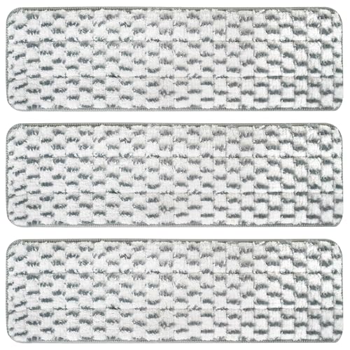 3 Pack Microfiber Cleaning Pads for White Gray 18 inches, Reusable Microfiber Mop Pads for 18 Inch Mop, Hardwood Floor Replacement Cleaning Mop Pads, Machine Washes - color: 3 Pack White Gray