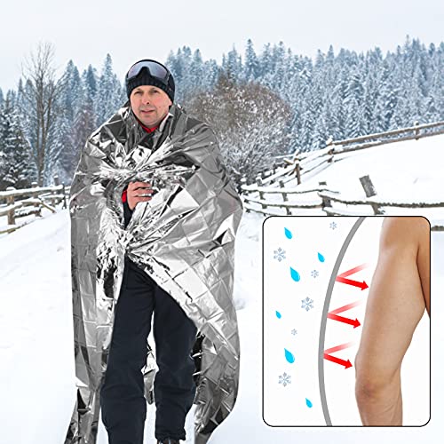 QIO CHUANG Emergency Mylar Thermal Blankets 6 Packs Survival Kit 84''x55''