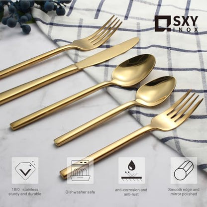 Silverware Set for 4,20 Pieces Forged Stainless Steel Flatware Set Cutlery Set,Heavy Duty and Modern Desgin,Fancy Tableware Cutlery Set for Home,Restaurant,Mirror Polished,Dishwasher Safe