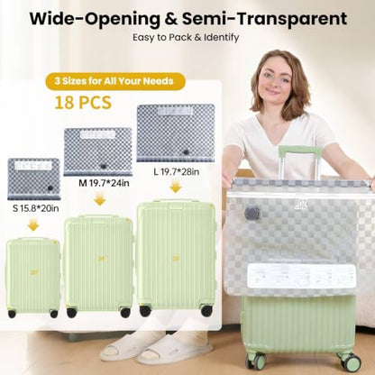 Vacuum Storage Bags with Pump, 18PCS Space Saver Bags for Clothing Travel - size: 18 Combo Set(20"x6+24"x6+28"x6)