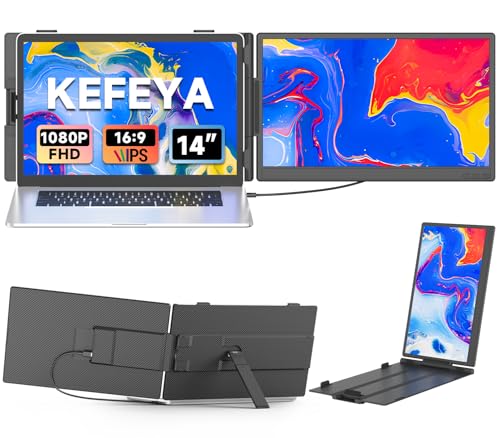 KEFEYA Laptop Screen Extender 14", FHD 1080P IPS Laptop Monitor Extender, Portable Monitor for Laptops 13-17" with USB-C/HDMI Port, Plug n Play for Windows/Mac/Android/Switch/PS5 - size: 14.1” Monitor Extender