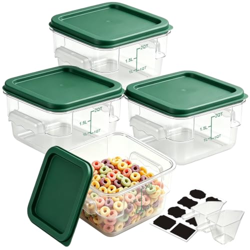 4 Pack 2QT Commercial Clear Food Storage Containers with Lid, NSF - color: Green, size: 2Qt-4 Pack