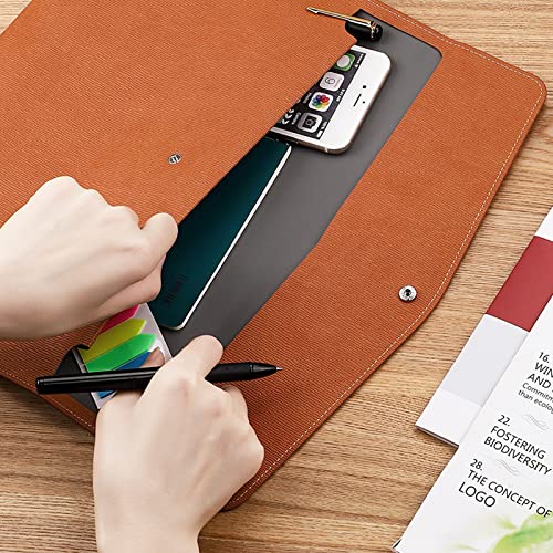 VANRA 1 Piece PU Leather Envelope File Folders Holder A4 Paper Organizer - color: Brown