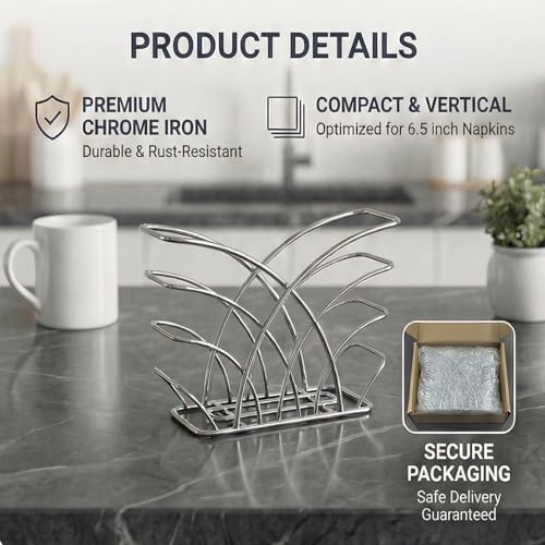 Napkin Holder for Table, Silver Iron Upright Paper Dispenser - color: Q - Luncheon Napkin Holder - Silver, size: Luncheon Napkin Holder