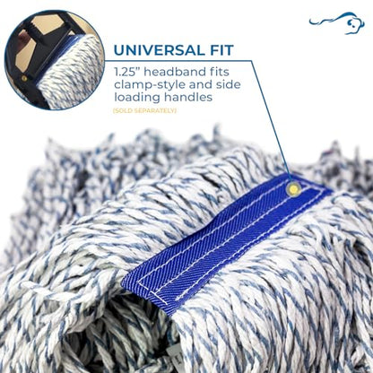 KLEEN HANDLER Cut End Finish Mop Head Replacement,Universal Headband, 1Pack - size: 1 Pack