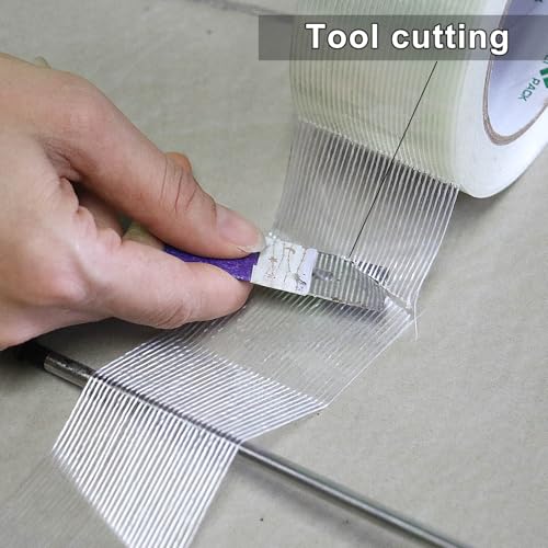 BOMEI PACK Mono Filament Strapping Tape, 4 inches×45yds, 5.5mils Reinforced Strapping Fiberglass Packing, Clear Filament Heavy Duty Wearproof Tape - size: 4 inches
