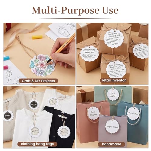 SallyFashion 100PCS White Scalloped Round Gift Tags, 2.4 inches - color: White