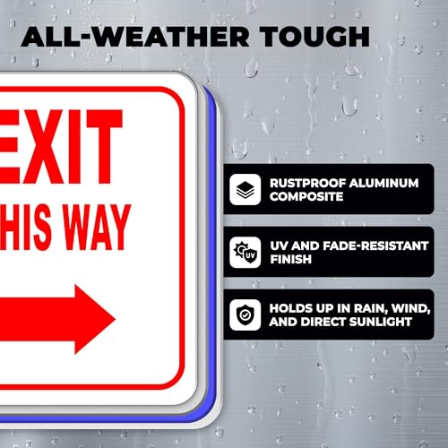 EXIT THIS WAY DIRECTIONAL UPWARD ARROW RED Aluminum Composite Outdoor Sign 20" x24" - color: Upward, size: 20" x24"