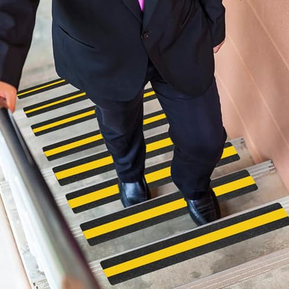COSIMIXO 2" x 16.5FT Anti Slip Tape with Reflective Stripe,Premium Grip Tape Non Slip Stair Treads Tape,Non Skid Tape, High Traction Adhesive for Stairs Step Black/Yellow (Pack of 2) - color: Black/Yellow, size: 2Inch x 16.5Ft (Pack of 2)
