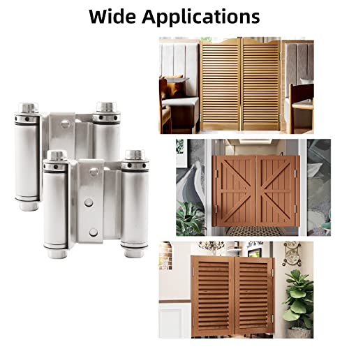 3" Double Action Spring Hinge, Self Closing Saloon Door Hinges, 2 Pack - color: Satin Nickel