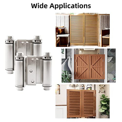 3" Double Action Spring Hinge, Self Closing Saloon Door Hinges, 2 Pack - color: Satin Nickel