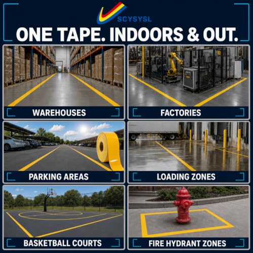Heavy Duty Floor Marking Tape – Industrial Safety Tape, Peel and Stick, Long Lasting Adhesive, Warehouse & Facility Line Marking(Yellow, 3 Inch x 108 Feet) - size: 3 Inch X 108 Feet