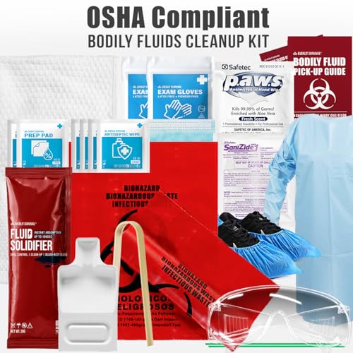 EVERLIT CARE Bodily Fluid Cleanup OSHA Compliant Bloodborne Pathogens Spill Kit Body Protection PPE from Exposure to Blood Vomit and Other potentially infectious Materials