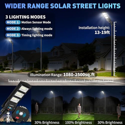 LANGY 2 Pack Led Solar Street Lights Outdoor 150000 Lumens,180 PCS LED,Dusk to Dawn Solar Powered Street Lights with Remote for Barn,Yard, Garden,Basketball Court - size: 2PACK 150000LM