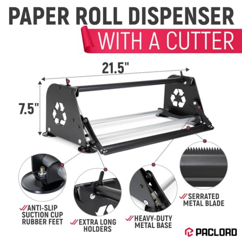 18" Paper Dispenser with Cutter + Red Kraft Paper Roll - color: Red, size: 1 Roll + Dispenser