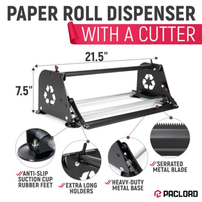 18" Paper Dispenser with Cutter + Red Kraft Paper Roll - color: Red, size: 1 Roll + Dispenser
