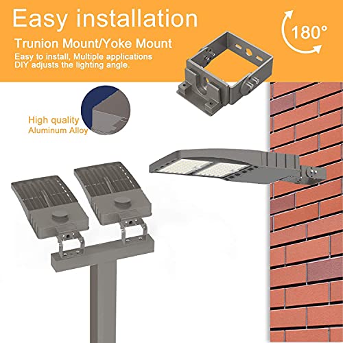 OSTEK LED Parking Lot Lights 300W Shoebox Street Pole Lighting 4000K - color: 300W + (100-277V 4000K), size: Adjustable Yoke Mount Bracket